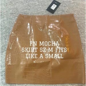 MOCHA BROWN CROC SKIRT